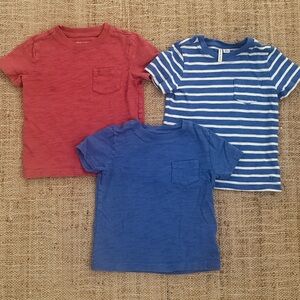 Janie and Jack Slub Pocket Tee Bundle 2T Red Blue Stripes